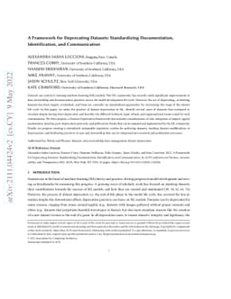 A Framework for Deprecating Datasets: Standardizing Documentation,
  Identification, and Communication