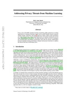 Addressing Privacy Threats from Machine Learning