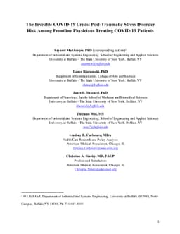 The Invisible COVID-19 Crisis: Post-Traumatic Stress Disorder Risk Among
  Frontline Physicians Treating COVID-19 Patients