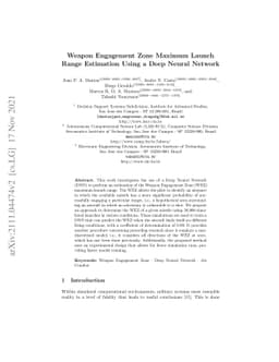 Weapon Engagement Zone Maximum Launch Range Estimation Using a Deep
  Neural Network