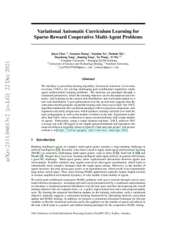 Variational Automatic Curriculum Learning for Sparse-Reward Cooperative
  Multi-Agent Problems