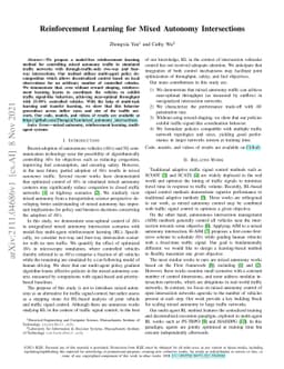 Reinforcement Learning for Mixed Autonomy Intersections