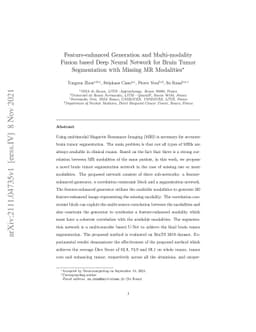 Feature-enhanced Generation and Multi-modality Fusion based Deep Neural
  Network for Brain Tumor Segmentation with Missing MR Modalities