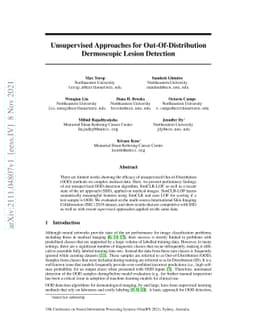 Unsupervised Approaches for Out-Of-Distribution Dermoscopic Lesion
  Detection