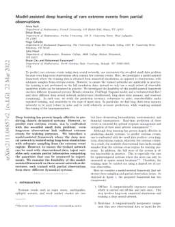 Model-assisted deep learning of rare extreme events from partial
  observations