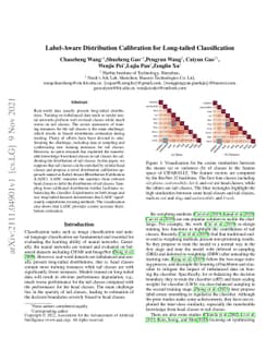 Label-Aware Distribution Calibration for Long-tailed Classification