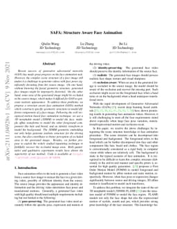 SAFA: Structure Aware Face Animation