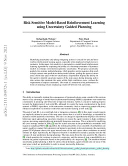 Risk Sensitive Model-Based Reinforcement Learning using Uncertainty
  Guided Planning