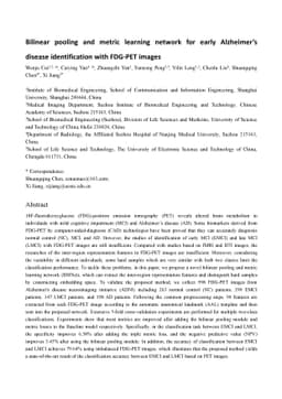 Bilinear pooling and metric learning network for early Alzheimer's
  disease identification with FDG-PET images