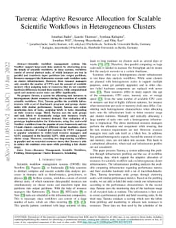 Tarema: Adaptive Resource Allocation for Scalable Scientific Workflows
  in Heterogeneous Clusters