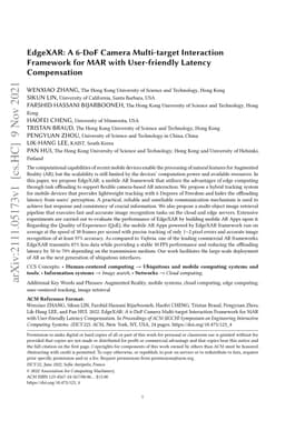 EdgeXAR: A 6-DoF Camera Multi-target Interaction Framework for MAR with
  User-friendly Latency Compensation