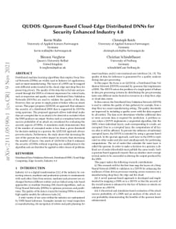 QUDOS: Quorum-Based Cloud-Edge Distributed DNNs for Security Enhanced
  Industry 4.0