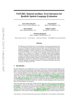 NATURE: Natural Auxiliary Text Utterances for Realistic Spoken Language
  Evaluation