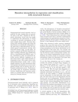 Harmless interpolation in regression and classification with structured
  features