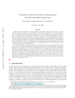 Community detection using low-dimensional network embedding algorithms