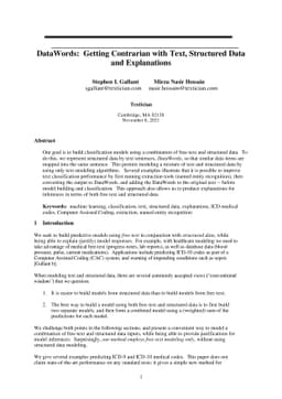 DataWords: Getting Contrarian with Text, Structured Data and
  Explanations