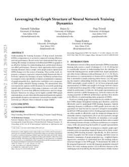 Leveraging the Graph Structure of Neural Network Training Dynamics