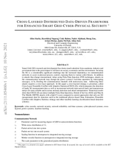 Cross-Layered Distributed Data-driven Framework For Enhanced Smart Grid
  Cyber-Physical Security