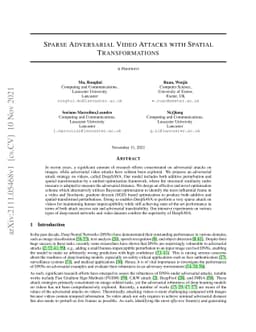 Sparse Adversarial Video Attacks with Spatial Transformations