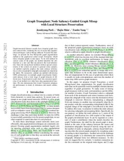 Graph Transplant: Node Saliency-Guided Graph Mixup with Local Structure
  Preservation