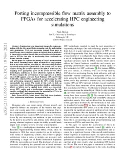 Porting incompressible flow matrix assembly to FPGAs for accelerating
  HPC engineering simulations