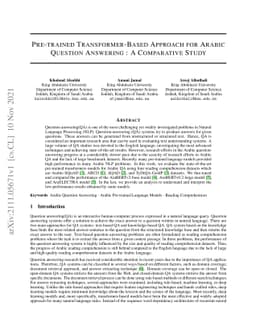 Pre-trained Transformer-Based Approach for Arabic Question Answering : A
  Comparative Study