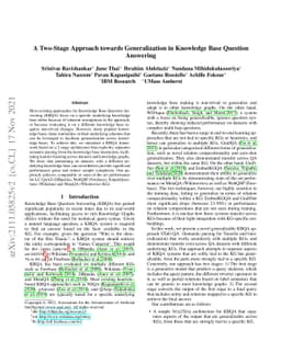 A Two-Stage Approach towards Generalization in Knowledge Base Question
  Answering