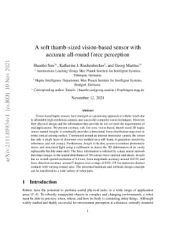A soft thumb-sized vision-based sensor with accurate all-round force
  perception