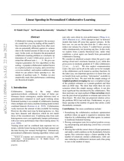 Linear Speedup in Personalized Collaborative Learning