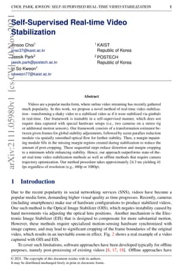 Self-Supervised Real-time Video Stabilization