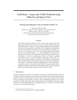 Traffic4cast -- Large-scale Traffic Prediction using 3DResNet and
  Sparse-UNet