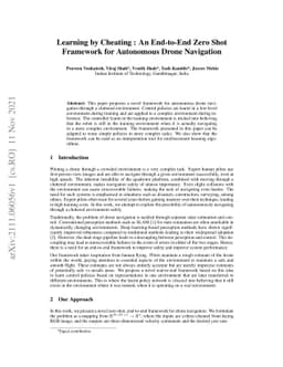 Learning by Cheating : An End-to-End Zero Shot Framework for Autonomous
  Drone Navigation