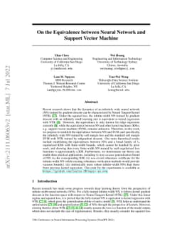On the Equivalence between Neural Network and Support Vector Machine