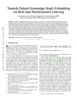 Towards Robust Knowledge Graph Embedding via Multi-task Reinforcement
  Learning