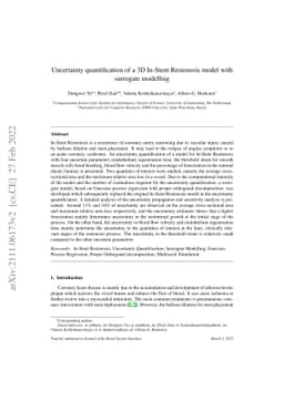 Uncertainty quantification of a three-dimensional in-stent restenosis
  model with surrogate modelling