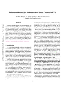 Defining and Quantifying the Emergence of Sparse Concepts in DNNs