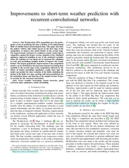 Improvements to short-term weather prediction with
  recurrent-convolutional networks