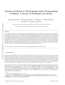 Branch and Bound in Mixed Integer Linear Programming Problems: A Survey
  of Techniques and Trends