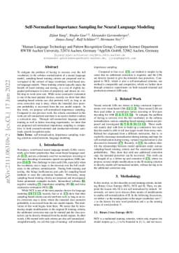 Self-Normalized Importance Sampling for Neural Language Modeling