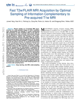 Fast T2w/FLAIR MRI Acquisition by Optimal Sampling of Information
  Complementary to Pre-acquired T1w MRI