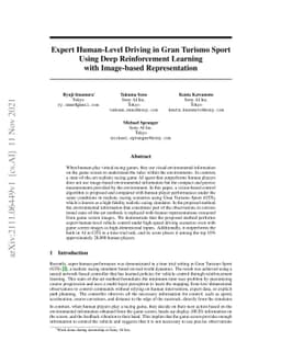Expert Human-Level Driving in Gran Turismo Sport Using Deep
  Reinforcement Learning with Image-based Representation