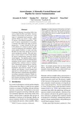 AnswerSumm: A Manually-Curated Dataset and Pipeline for Answer
  Summarization