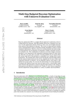 Multi-Step Budgeted Bayesian Optimization with Unknown Evaluation Costs