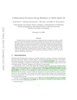 Collaboration Promotes Group Resilience in Multi-Agent AI