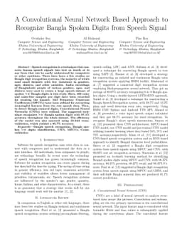 A Convolutional Neural Network Based Approach to Recognize Bangla Spoken
  Digits from Speech Signal