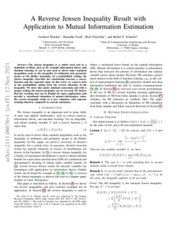 A Reverse Jensen Inequality Result with Application to Mutual
  Information Estimation