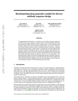 Benchmarking deep generative models for diverse antibody sequence design