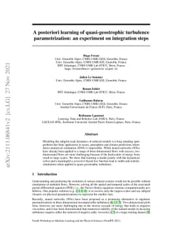 A posteriori learning of quasi-geostrophic turbulence parametrization:
  an experiment on integration steps