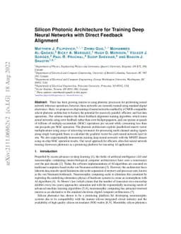 Silicon Photonic Architecture for Training Deep Neural Networks with
  Direct Feedback Alignment