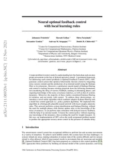 Neural optimal feedback control with local learning rules